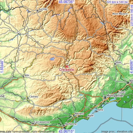 Topographic map of Creissels