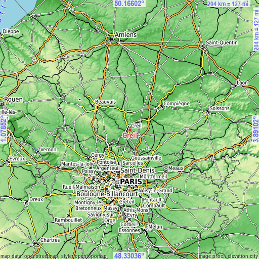 Topographic map of Creil