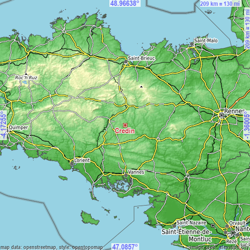 Topographic map of Crédin