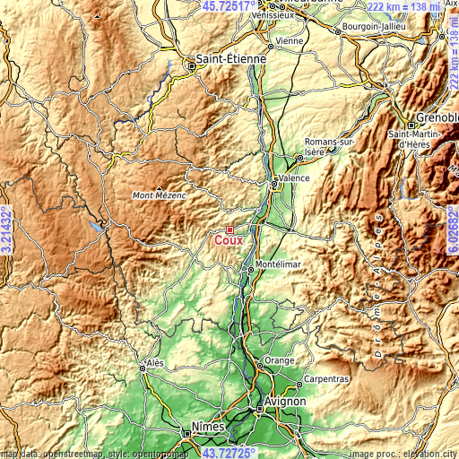 Topographic map of Coux