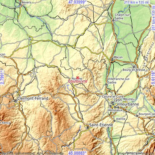 Topographic map of Coutouvre