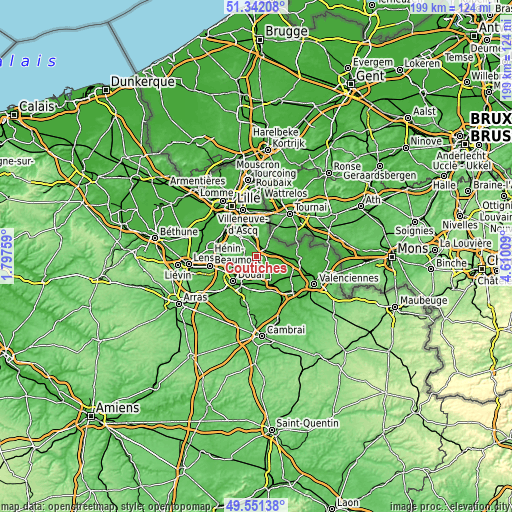 Topographic map of Coutiches