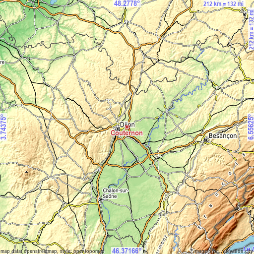 Topographic map of Couternon