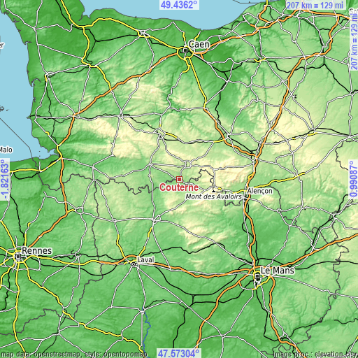 Topographic map of Couterne