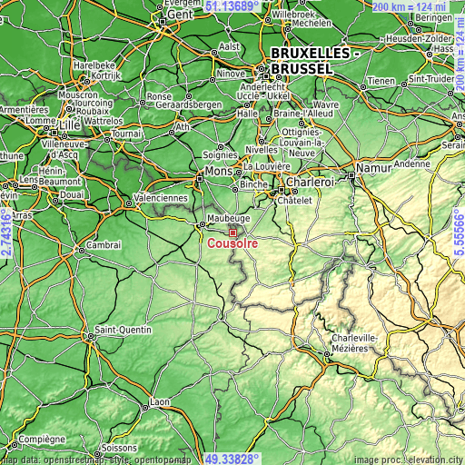 Topographic map of Cousolre