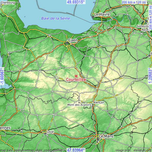 Topographic map of Courteilles