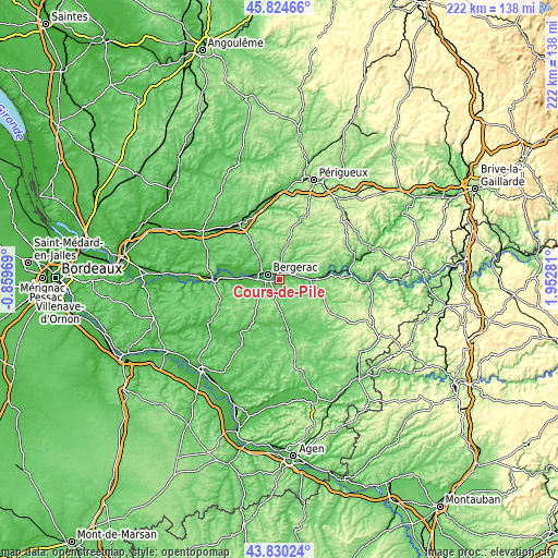 Topographic map of Cours-de-Pile