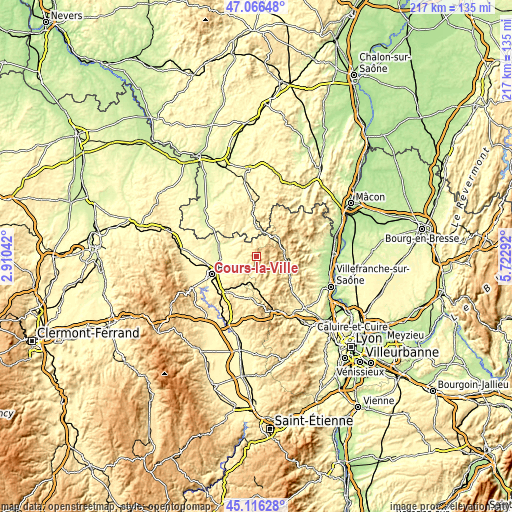 Topographic map of Cours-la-Ville