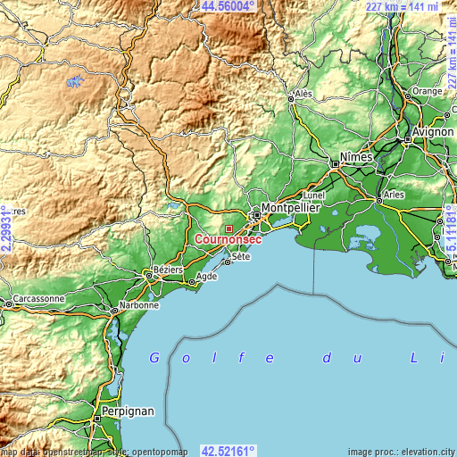 Topographic map of Cournonsec