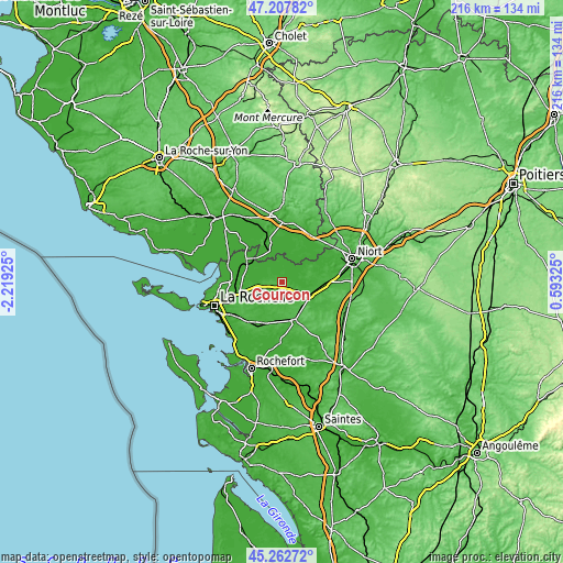 Topographic map of Courçon
