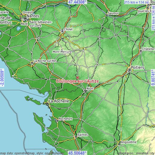 Topographic map of Coulonges-sur-l’Autize