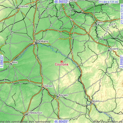 Topographic map of Coullons