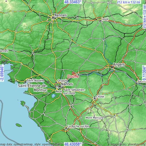 Topographic map of Couffé