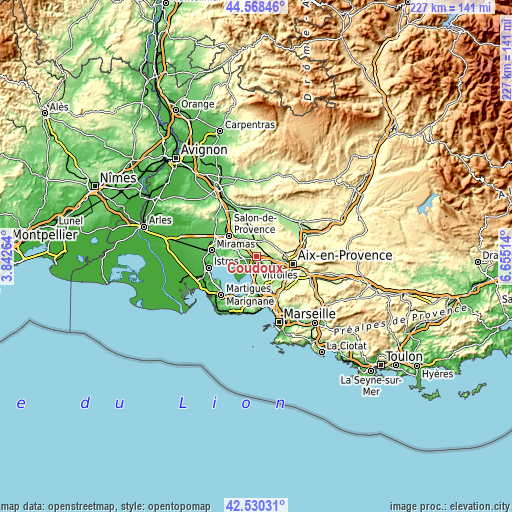 Topographic map of Coudoux