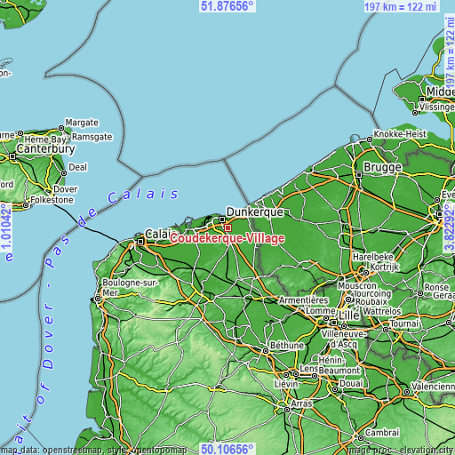 Topographic map of Coudekerque-Village