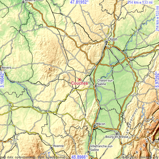 Topographic map of Couches