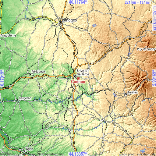 Topographic map of Cosnac