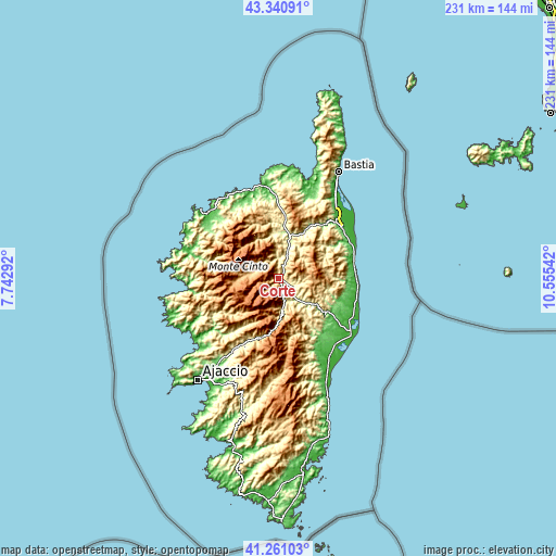 Topographic map of Corte