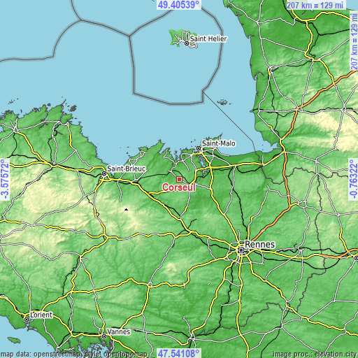 Topographic map of Corseul