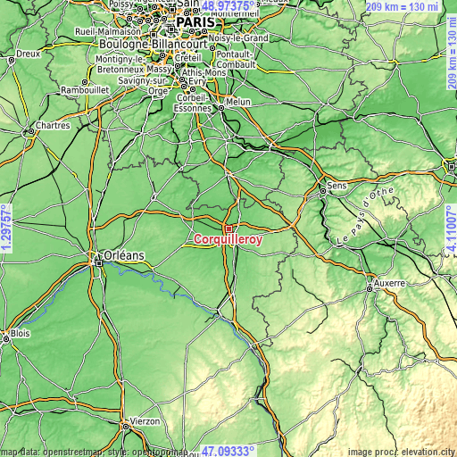 Topographic map of Corquilleroy