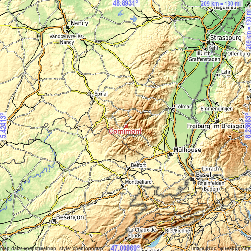 Topographic map of Cornimont