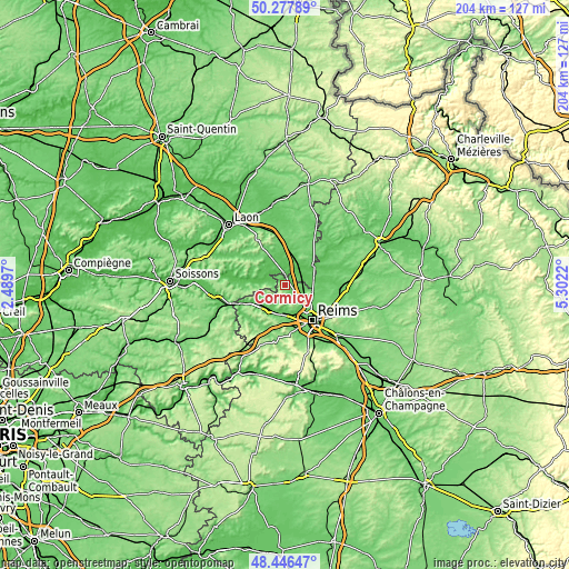 Topographic map of Cormicy