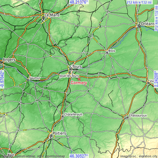 Topographic map of Cormery