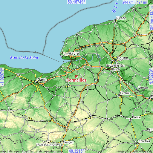 Topographic map of Cormeilles