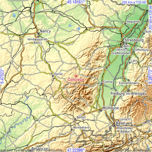 Topographic map of Corcieux