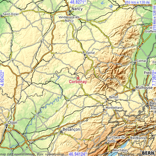 Topographic map of Corbenay