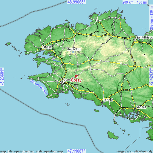 Topographic map of Coray