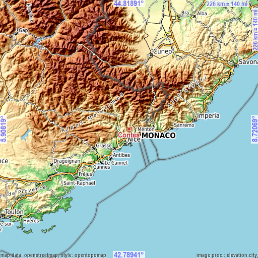 Topographic map of Contes