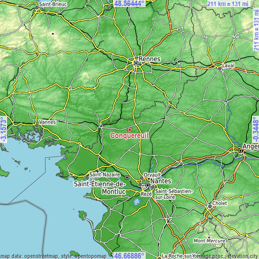 Topographic map of Conquereuil