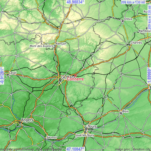 Topographic map of Connerré