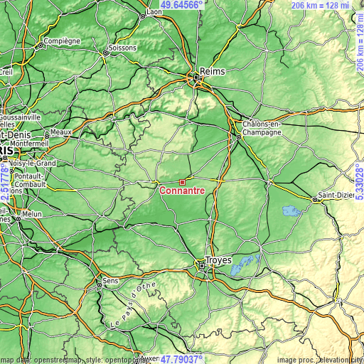 Topographic map of Connantre