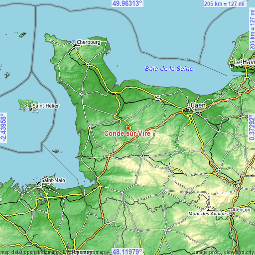 Topographic map of Condé-sur-Vire