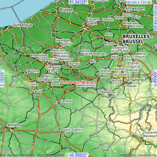 Topographic map of Condé-sur-l’Escaut