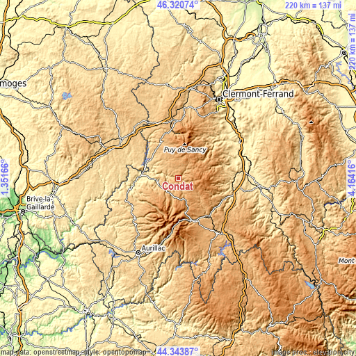 Topographic map of Condat