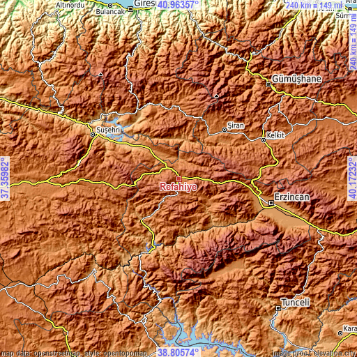 Topographic map of Refahiye