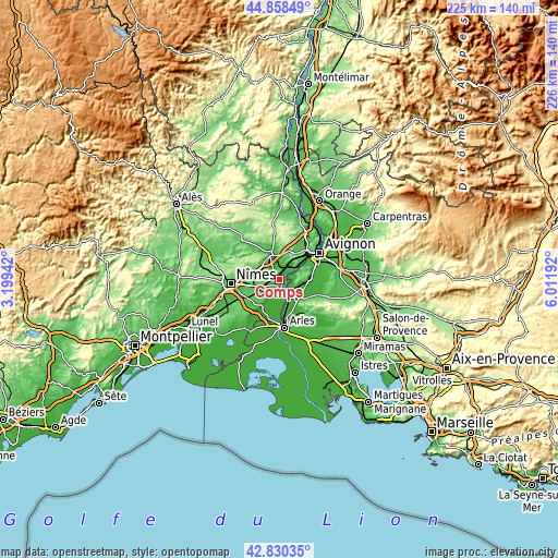 Topographic map of Comps