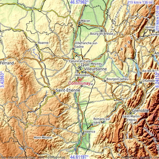 Topographic map of Communay