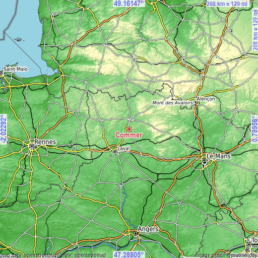 Topographic map of Commer