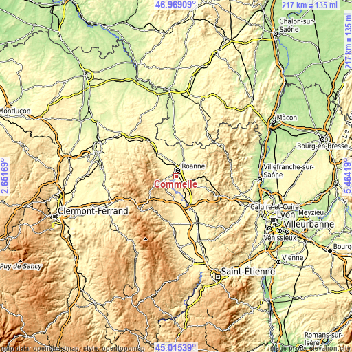 Topographic map of Commelle