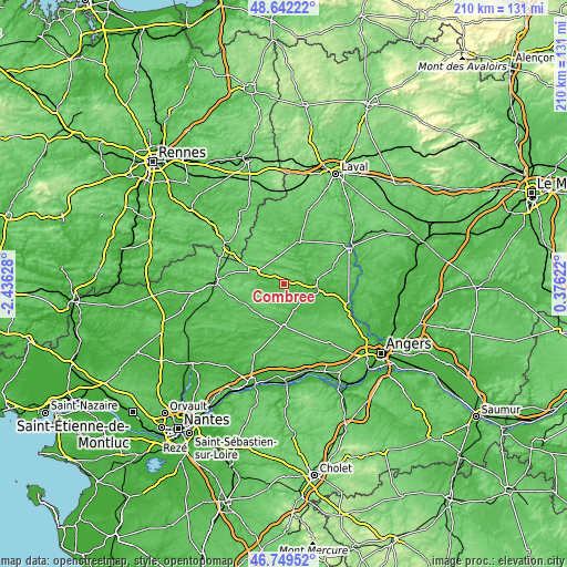 Topographic map of Combrée