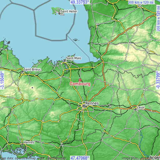 Topographic map of Combourg