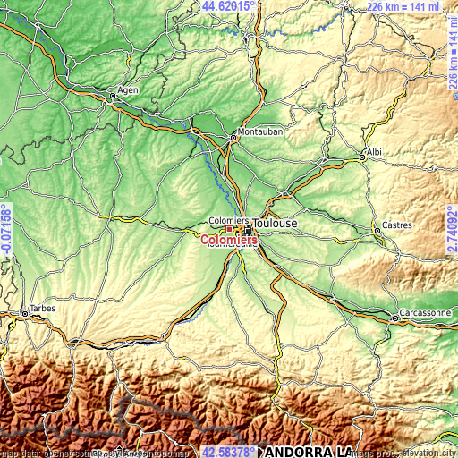 Topographic map of Colomiers
