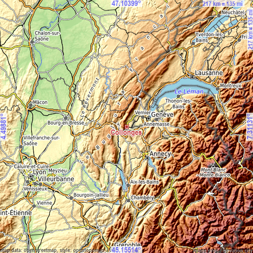 Topographic map of Collonges