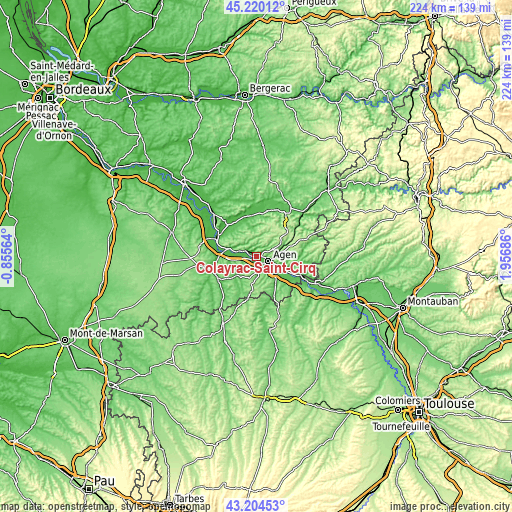 Topographic map of Colayrac-Saint-Cirq