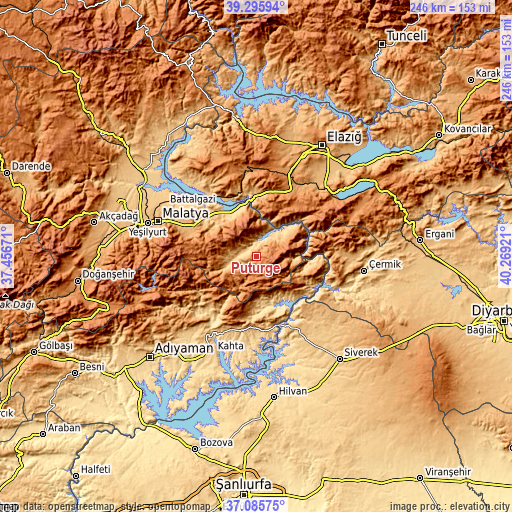 Topographic map of Pütürge