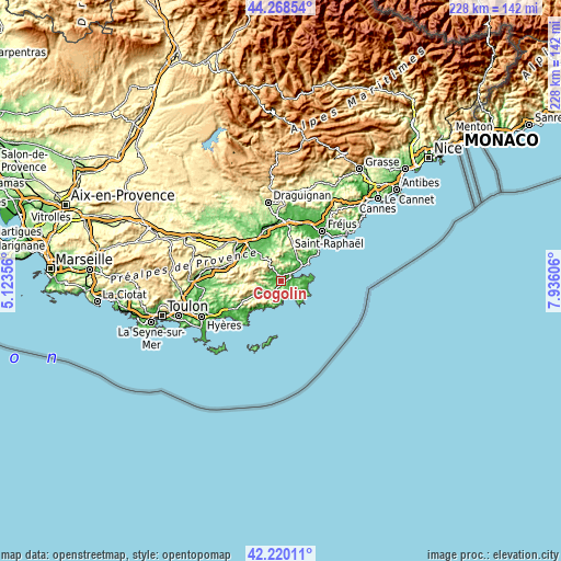 Topographic map of Cogolin